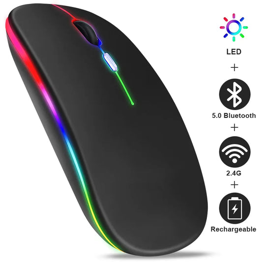 Wireless Mouse Rechargeable Bluetooth Ergonomic Gaming Mouse