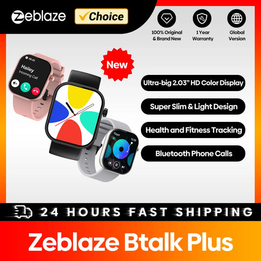 Zeblaze Btalk Plus Smartwatch 2.03'' HD Color Display Men/Women New