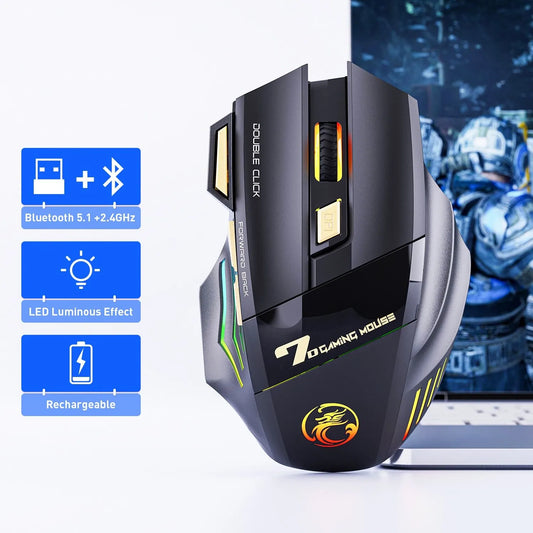 Gaming Mouse USB IMICE GW-X7 3200DPI Dual Mode Rechargeable Breathing LED Wireless