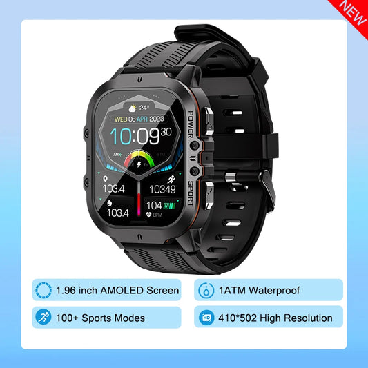 LEMFO C26 Smart Watch Men AMOLED HD Screen Waterproof 100+ Sports Modes