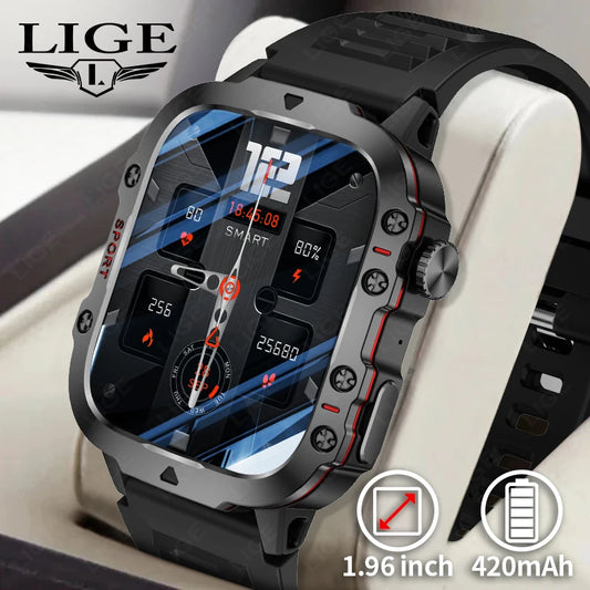 LIGE Rugged Outdoor Military Men's Smartwatch Bluetooth